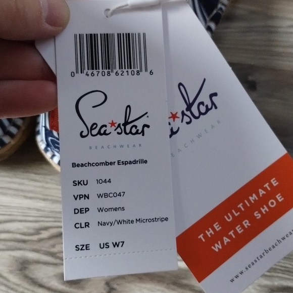 Seastar Beachcomber Navy Microstripe Espadrille Women's Size 7 - Picture 7 of 7